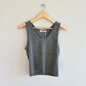 Perfect White Tee The Blondie Structured Rib Cropped Tank Top Gray L NWT